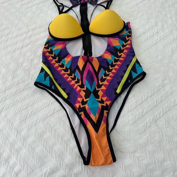 African Tribal Aztec One Piece Swimsuit XL - Picture 2 of 9